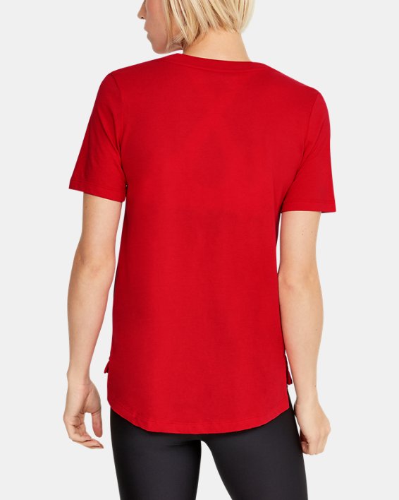 Women's UA Performance Cotton Collegiate T-Shirt, Red, pdpMainDesktop image number 1